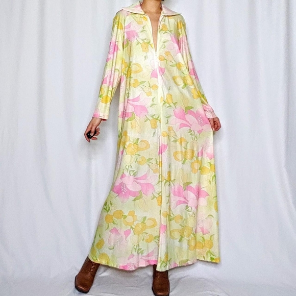 Vintage Dresses Vintage Pastel Floral Maxi House Dress Poshmark